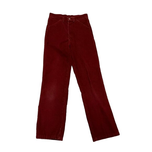 VTG BURGUNDY CORDUROY PANTS SZ 26 x 28 UNCLE CHARLIES PINWALE CORDUROY WOMENS - Picture 4 of 5